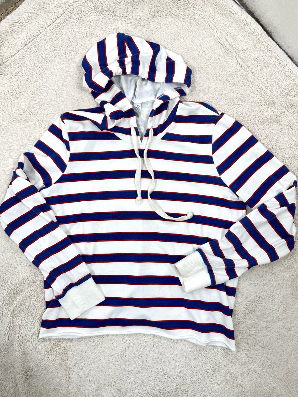 Alternative Apparel Blue Striped Hooded Shirt